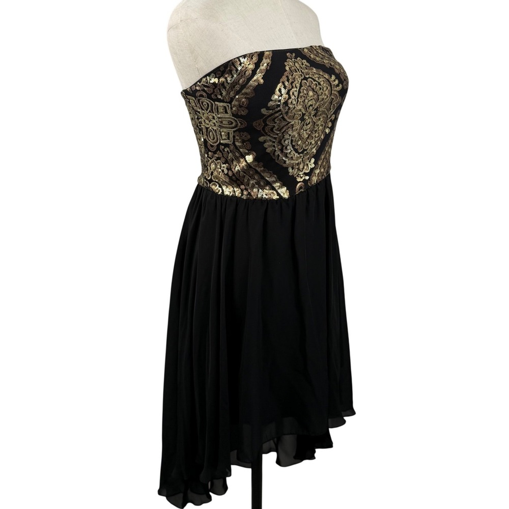 Vintage Glam Art Deco Gold Sequin Hi Lo Party Dress Prom Y2K As U Wish Sz S EUC - Picture 4 of 8